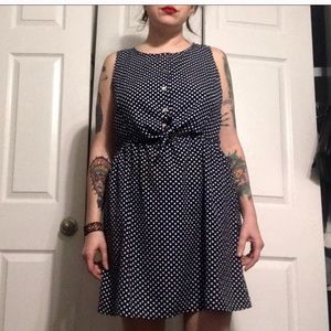 Pin Up “Holly” Polka Dot Navy Pretty Femme Dress